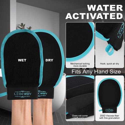 LCOCWMY Exfoliating Gloves, (4pcs) Durable Body Scrub, Dead Skin Remover & Body Scrubber Exfoliator, Body Exfoliating Gloves for Shower, washcloth exfoliating, exfoliating Glove for Smooth Skin
