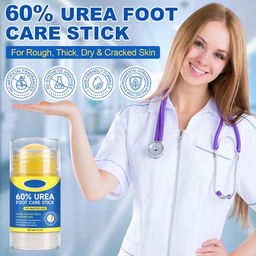 60% Urea Foot Cream Stick with 2% Salicylic Acid, Extra-Strength Cracked Heel Repair for Dry Feet & Calluses, Moisturizing Urea Cream Stick for Dead Skin Removal, Heel Balm for Rough Skin(2pcs)