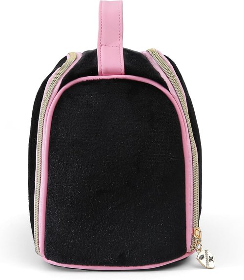 Juicy Couture Makeup Bag - Vintage Style Velour Organizer with Rhinestone Crown | Black Travel Essentials