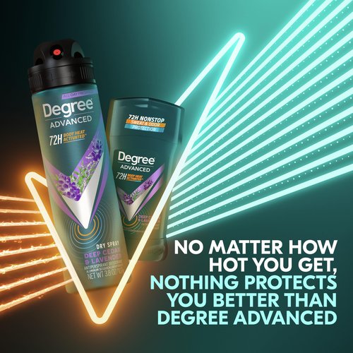 Degree Men Advanced Antiperspirant Deodorant Dry Spray Deep Cedar & Lavender 3 Count 72-Hour Sweat and Odor Protection Deodorant for Men With Body Heat Activated Technology 3.8 oz