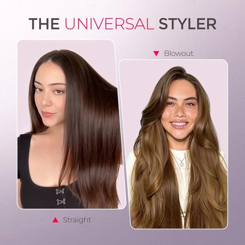 TYMO Ring Hair Straightener Brush - Fast Heating Hair Straightening Iron with Comb, 5 Temp Settings | Sakura Pink