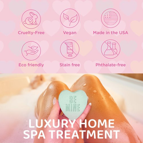 Heart Bath Bombs for Women, Girls, & Teens (3 Pack) - Relaxing Bubble Bath and Spa Essential - Ideal as Gift for Her or Mothers Day Gift - Moisturizing, Colorful & Scented, USA Made by Two Sisters