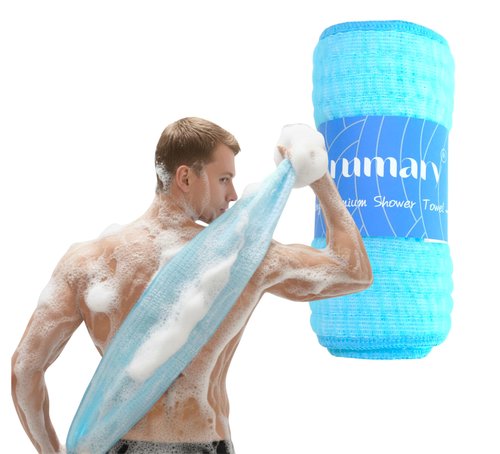 Arumary Exfoliating Shower Towel – Premium Exfoliating Washcloth for All Skin Types - Made in Korea, Blue