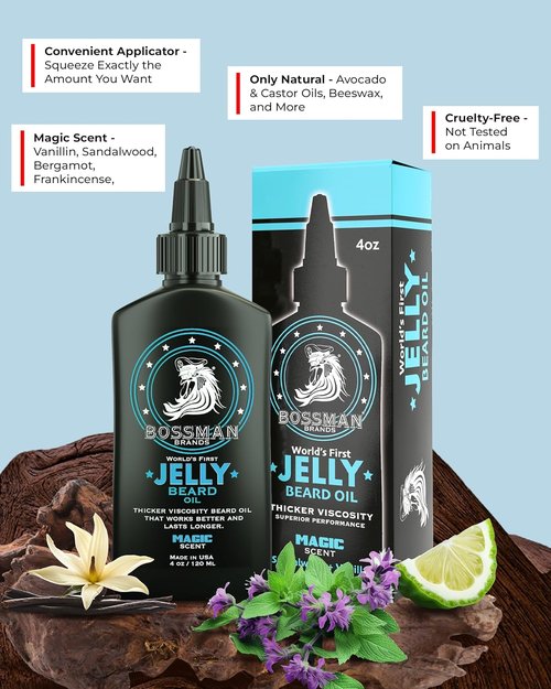 Bossman Jelly Beard Oil - Magic Scent Beard Softener & Moisturizer for Men (4 oz)