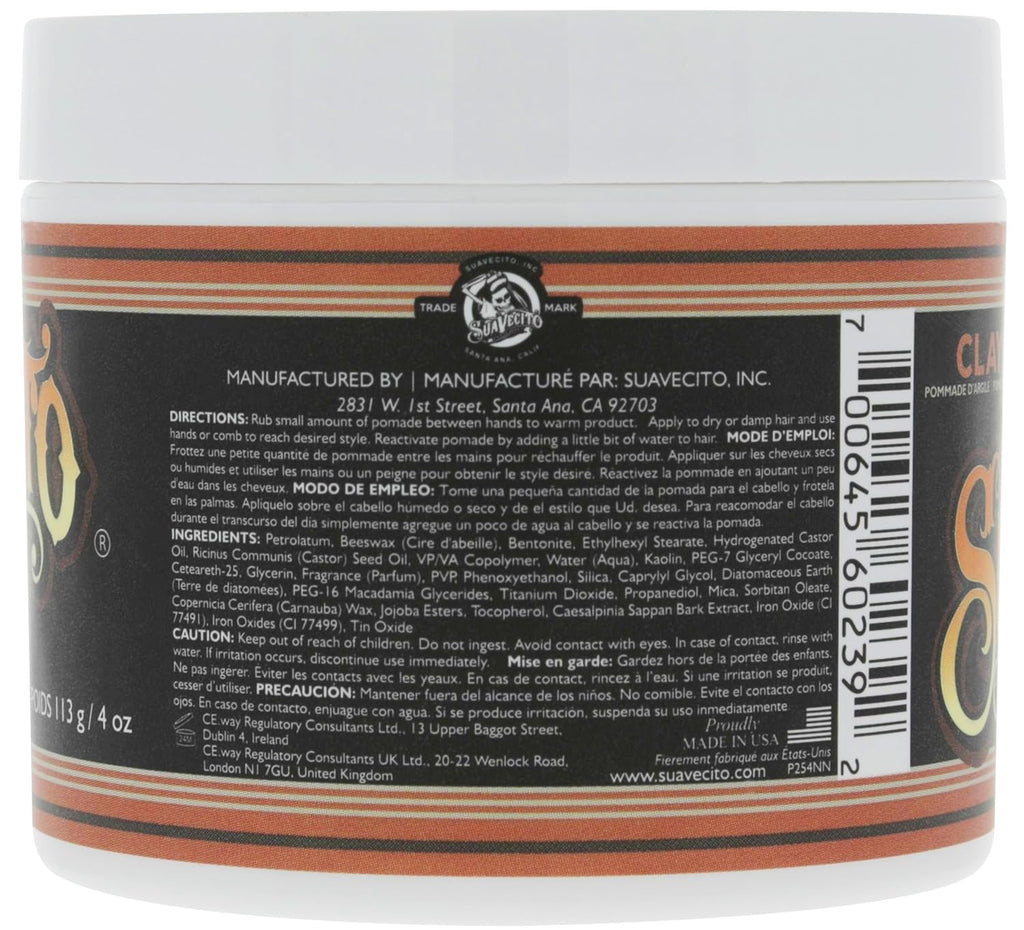 Suavecito Pomade Firme Clay for Men - Strong Hold & Low Shine Matte Finish - 4 oz Professional Hair Styling Clay