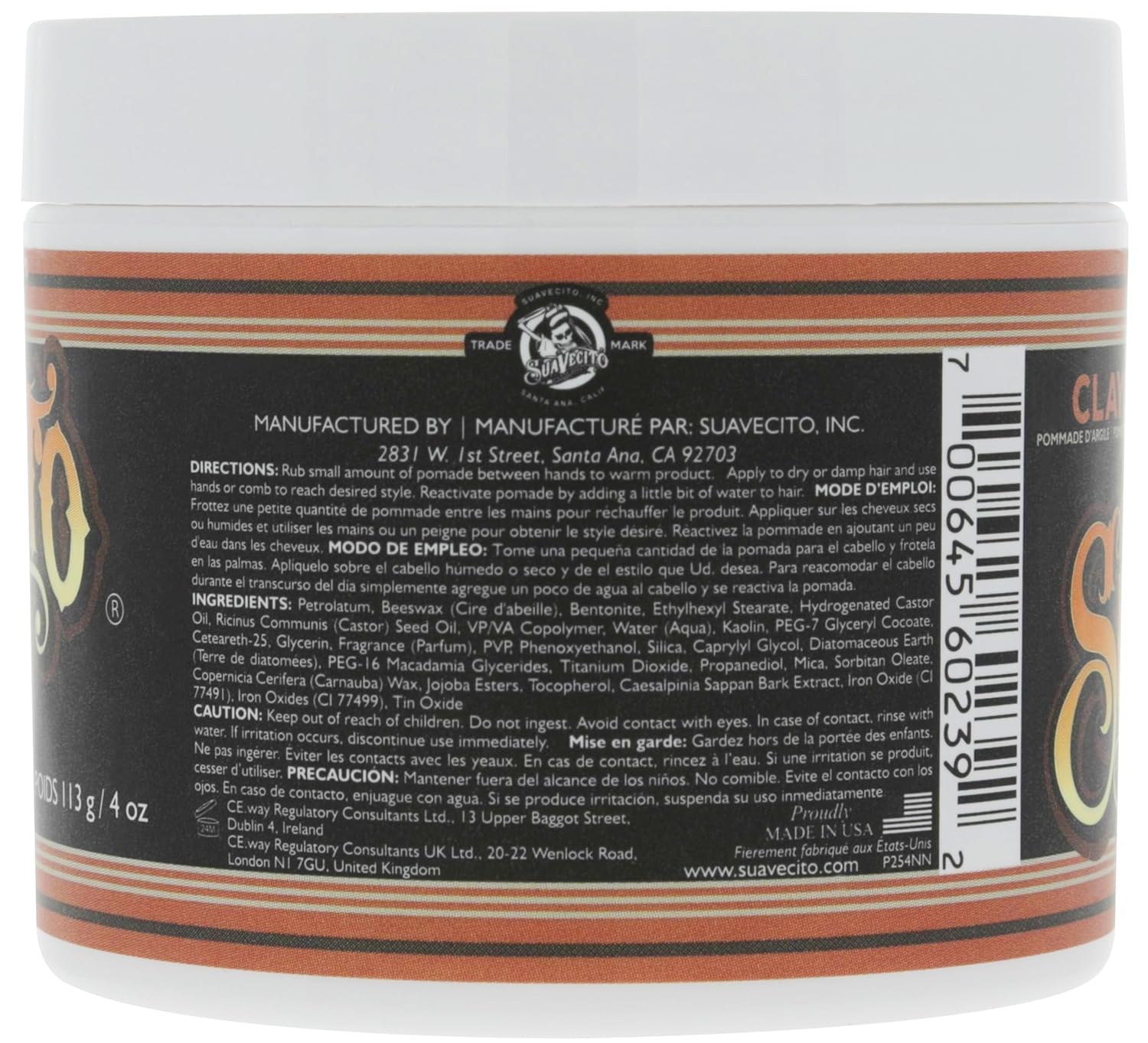 Suavecito Pomade Firme Clay for Men - Strong Hold & Low Shine Matte Finish - 4 oz Professional Hair Styling Clay