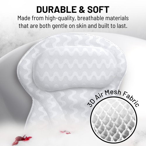 Sierra Concepts Bath Pillow Spa Bathtub Ergonomic for Tub, Neck, Head, Shoulder Pillows Support Cushion Headrest - Luxury Soft 3D Mesh + Strong Grip Suction Cups Soaking Large, Paradise
