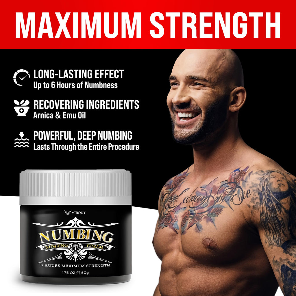 VTROUY Deep Numbing Cream: Extra Strength Numbing Cream - Maximum Strength Soothing Formula (50g)
