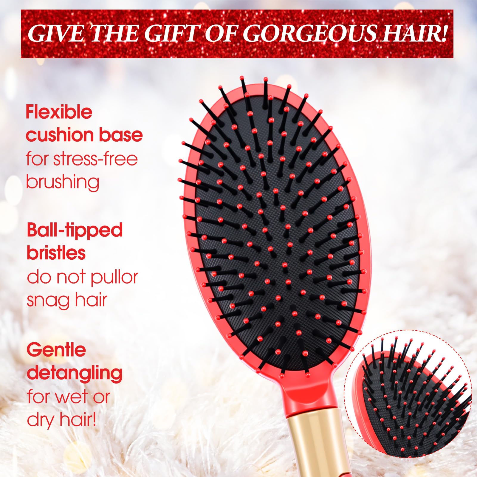 Zubebe 28 Pcs Hair Brush Bulk Travel Detangling Red and Green Detangler Brush with Soft Bristles for Women Gift Bulk
