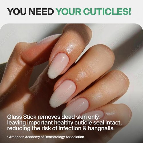 GERMANIKURE Black Glass Cuticle Stick in Cork Sleeve - Ethically Made in Czech Republic - Cuticle Pusher & Remover, Callous & Dry Skin Fingertip File, Nail Shaper