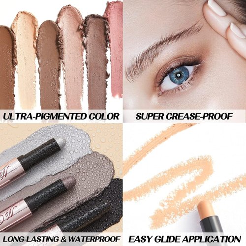 FOCALLURE Eyeshadow Stick - No Crease Creamy Formula | Matte & Shimmer, Smudge-Proof, Paint The Town Red