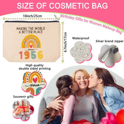 ancpeany 2026 70th Birthday Gifts for Women Makeup Bag, Happy 70th Birthday Decorations for Women, Sister, Female, Friends, 1956 Best Gifts for 70 Year Old Woman, Small Cosmetic Travel Pouch