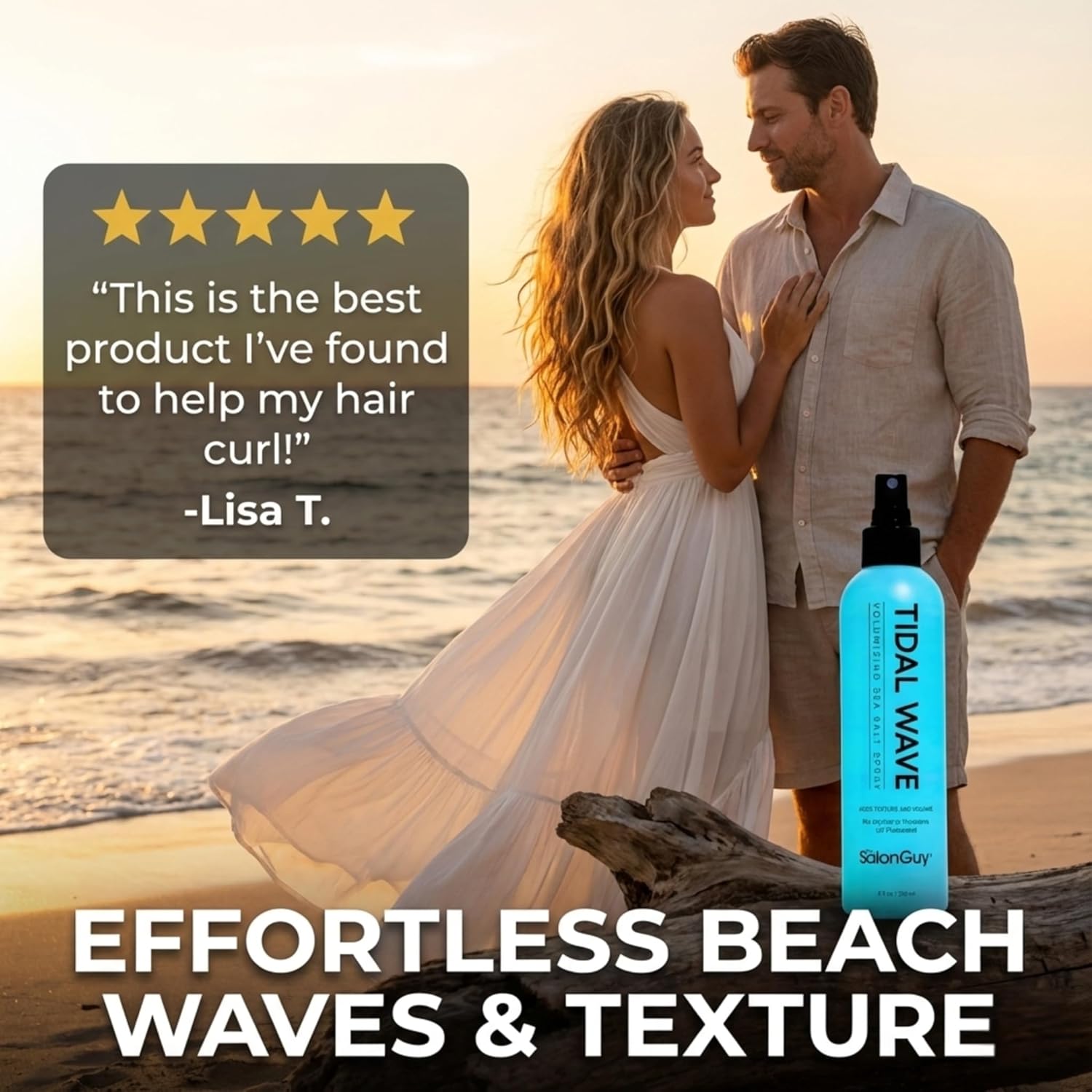 THESALONGUY Tidal Wave Sea Salt Hair Spray - Professional Volume & Texture for Beach Waves | Alcohol-Free, 8 oz
