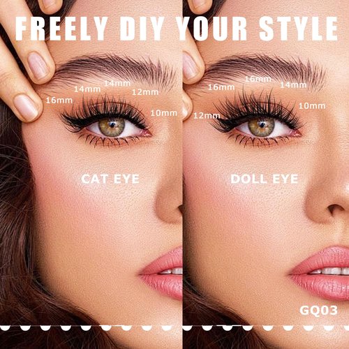 GAQQI Lash Clusters, Eyelash Clusters 120PCS C Curl Individual Lashes, Wispy Cluster Eyelash Extension 10-16mm Mixed Length, Natural Looking Cluster Lashes （GQ03, C Curl, 10-16mm)