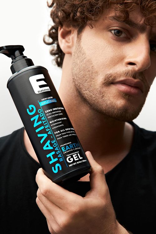 E Elegance Shaving Gel - Transparent Formula for Men & Women | Aquatic & Active Earth Fragrance, 16.9 Oz