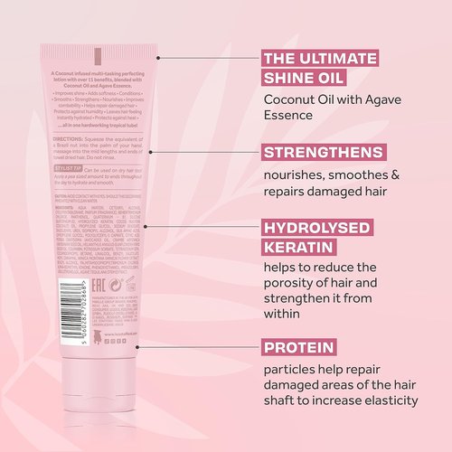 Lee Stafford Blow Dry Hair Lotion - 11-in-1 Leave-In Styling Cream, Heat Protectant & Hydrating Coconut Scent, 3.3 Fl Oz