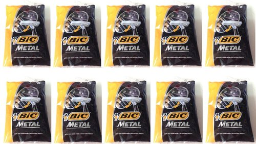 Bic Metal Quality Disposable Men's Shaving Razors, Best Single Blade, 10X10-count
