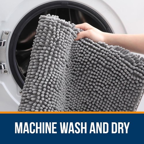 OLANLY Bathroom Rugs - Extra Soft Chenille Bath Mats | Quick Dry, Machine Washable, 30x20, Grey