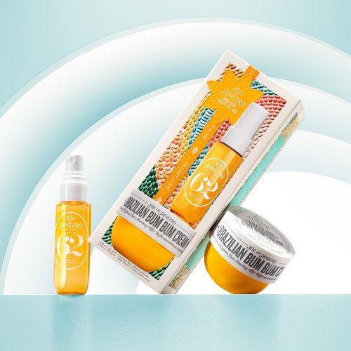 Sol de Janeiro Bum Bum Party of Two Beauty Gift Set | Brazilian Bum Bum Cream 2.5 fl oz & Cheirosa 62 Perfume Mist 1 fl oz | Beauty Minis | Limited Edition | Travel Size Trial Set | $36 Value