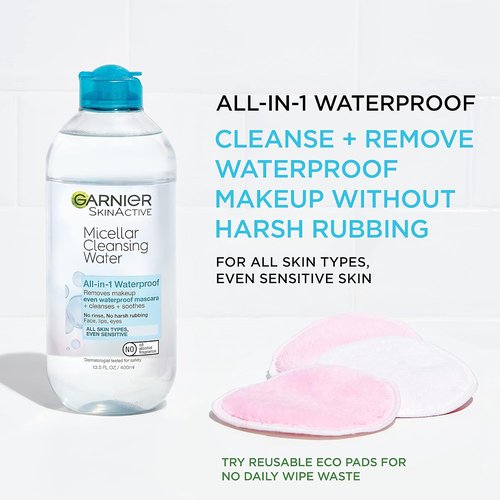 Garnier Micellar Water - Waterproof Makeup Remover & Hydrating Cleanser for Sensitive Skin | 13.5 Fl Oz