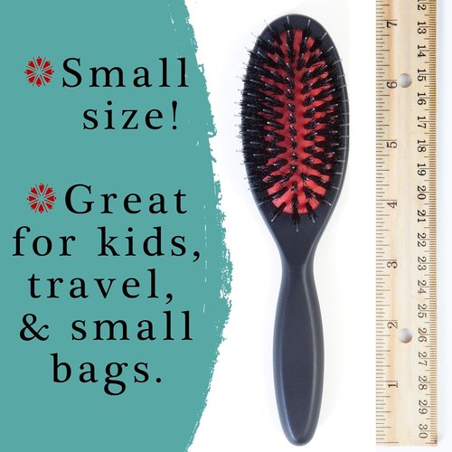 Premium German Hair Brush - Wild Boar Bristle & Nylon Pins for Smoothing Medium to Thick Hair | Handmade Travel Size