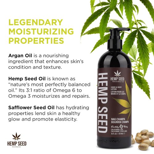 Hemp Seed Hand & Body Lotion - Soothe Dry Skin with Argan & Hemp Seed Oils - Light, Non-Greasy Formula | Vegan & Cruelty-Free