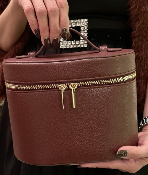 JAZD Vanity Case Makeup Bag with Removable Organizer Divider, Travel Toiletry Cosmetic Organizer for Women (BURGUNDY)