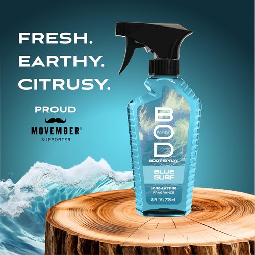 BOD Man Blue Surf Body Spray - Refreshing Fragrance for All-Day Wear | 8 Fl Oz