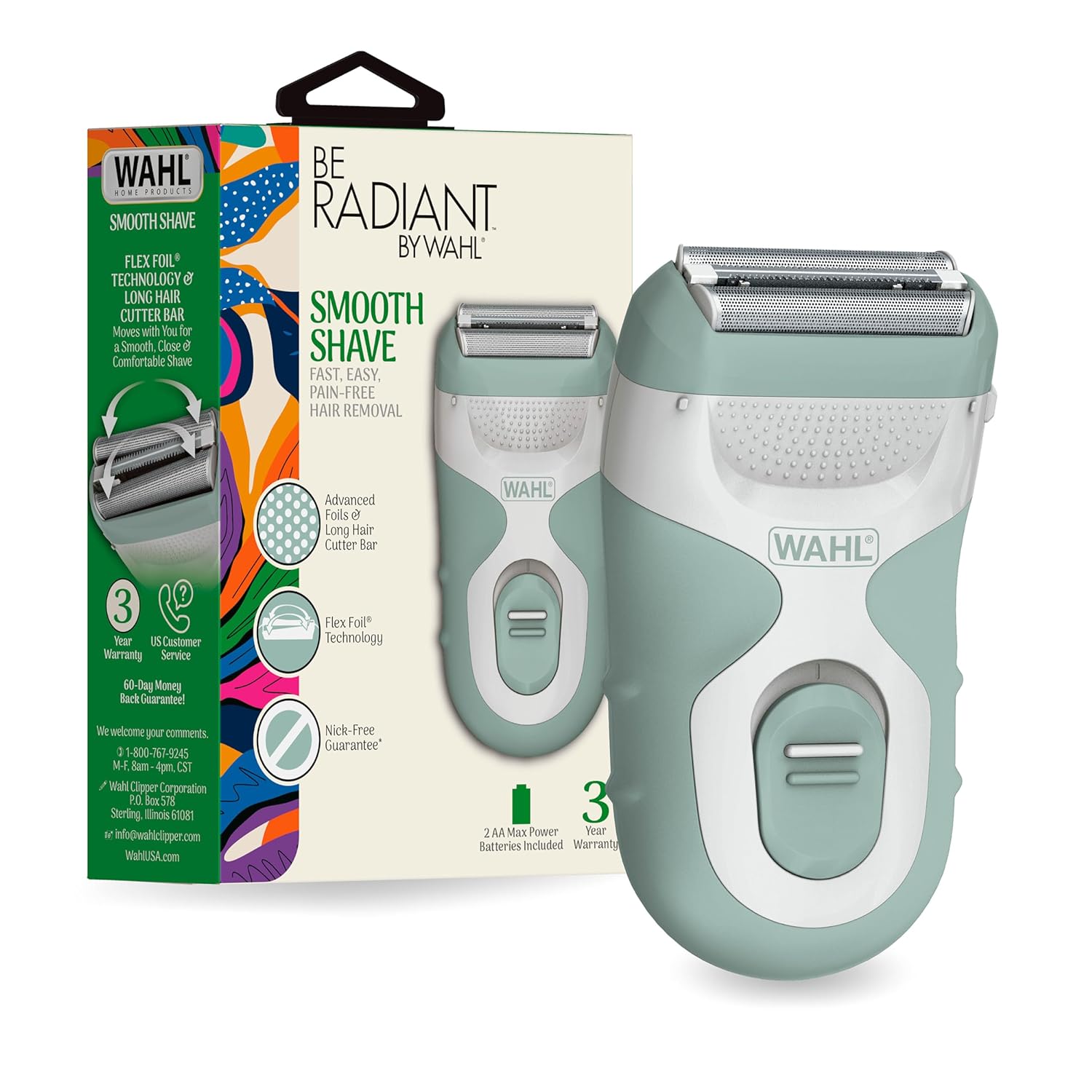 Wahl Be Radiant Electric Shaver for Women - Smooth Shave with Dual Foil Head & Long Hair Trimmer - Cordless Model 3028462