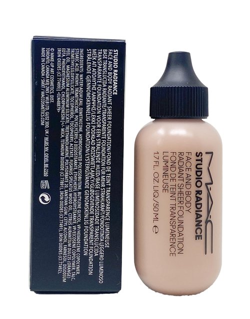 M.A.C Studio Radiance Face and Body Radiant Sheer Foundation - W4 (Rosy beige with rosy undertone for medium skin) 1.7 Fl Oz / 50 mL