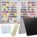 vnjaoi 216 Nail Color Chart Display Book with 240PCS False Nail Tips, UV Gel Polish Card Book, Nail Art Salon Nail Design Display Booklet, Nail Color Swatches Nail Practice Card Board