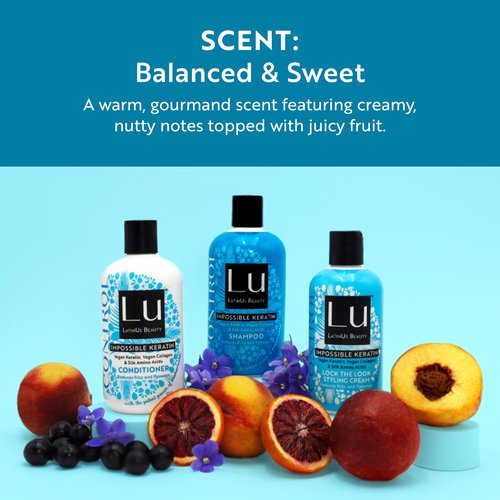 Lu by LatinUs Beauty Control Collection | Anti Frizz Shampoo, Conditioner & Styling Cream with Impossible Keratin, Murumuru Butter, Cruelty Free, Sulfate Free | 32 Fl Oz Total | 3-Piece Set