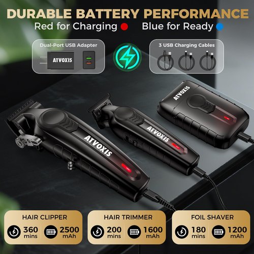 ATVOXIS Hair Clippers for Men Professional, Barber Clippers and Trimmers Set, Cordless Hair Clippers, Hair Cutting Kit, Barber Kit, Haircut Kit, Maquina para Cortar Pelo De Hombre