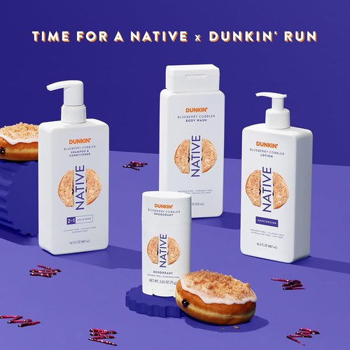 Native Deodorant - Limited Dunkin Donuts Edition | Aluminum-Free, Probiotics & Coconut Oil | Blueberry Cobbler 2.65oz