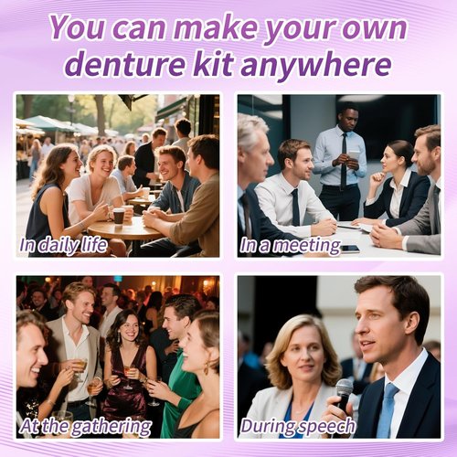At-Home DIY Denture Kit: Full Set of Upper & Lower False Teeth for DIY Smile Transformation-LL01