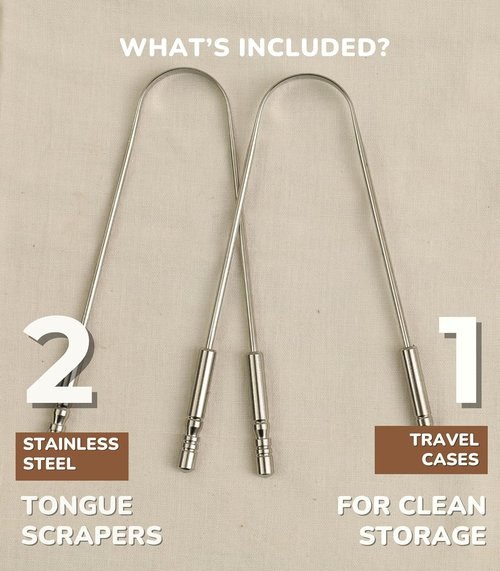 Nature's Own Tongue Scraper - Stainless Steel Oral Care Tool for Fresh Breath | Pack of 2
