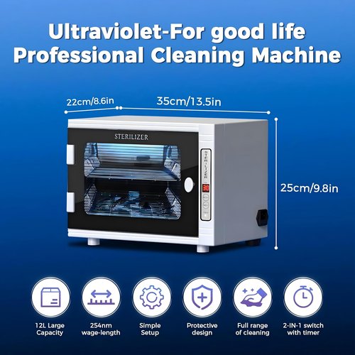 Smiledt Nail Tool Sterilizers UV 12L Lighting Autoclave Machine for Labs, Salons & Home
