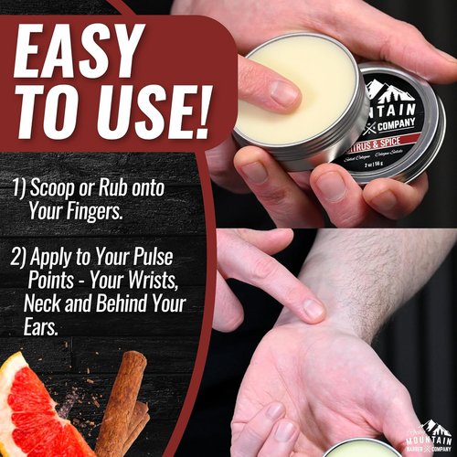 Rocky Mountain Barber Company Solid Cologne for Men - Citrus & Spice Scent - 2 Oz | Long-Lasting, Moisturizing Formula