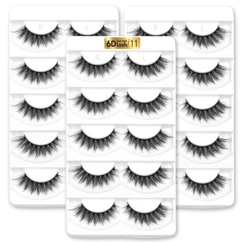 Aillen False Eye Lashes Wispy Mink, Fluffy False Lashes Natural Look 6D Volume Pack, Suitable for All Face Types