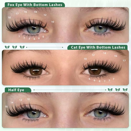 Cat Eye Lash Clusters with Bottom Lashes Bunny Lash Clusters Natural Cluster Eyelash Extensions Spiky Eyelash Clusters 10-18mm Left & Right Lash Extension C Curly Fox Eye Individual Lashes by BXMZKD