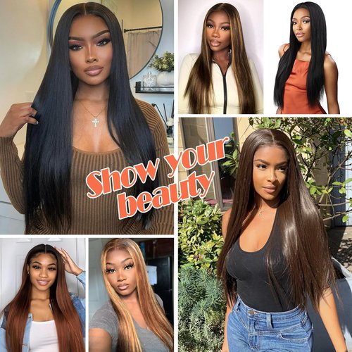Kurope 13x4 Synthetic Lace Front Wig for Women Black Long Straight Lace Wig Pre-Plucked with Baby Hair 26inch Lace Wigs for Beginner Friendly