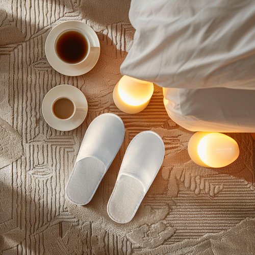 UrbanRoots 28 Pairs Disposable Slippers For Guests,Bulk Slippers For Hotel,Spa,Travel,Shoeless Home,Spa Slippers With Pouch,Non-Slip(White) house slippers for guests