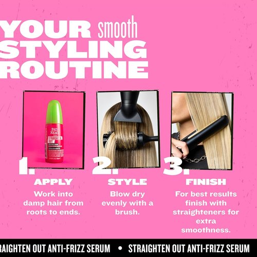 TIGI Bed Head Straighten Out Anti-Frizz Serum - Smooth & Shine Styling Serum for All Hair Types