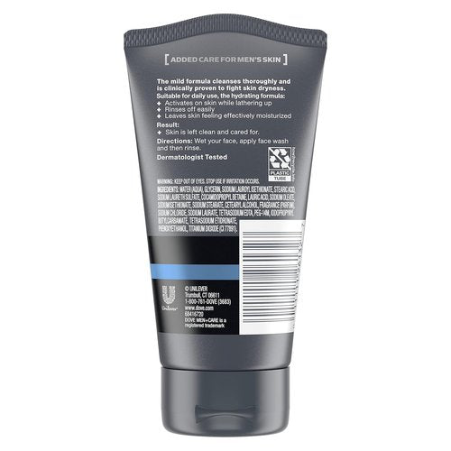 DOVE MEN + CARE Face Wash - Hydrate Plus Skin Care Formula, 5 Oz | Pack of 3