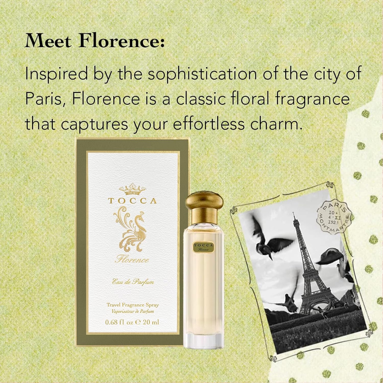 Tocca Florence Perfume for Women - Classic Floral Fragrance with Bergamot, Pear & Gardenia | 0.68 oz (20 ml)