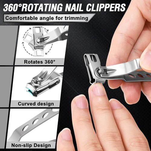 Toenail Clippers for Seniors Thick Toenails, Aucurwen Heavy Duty Toe Nail Clippers Adult Thick Nails Long Handle, Large Toenail Clippers for Thick Nails 7Pcs(Blue)