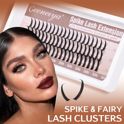 Geeneiya Lash Clusters with Spikes Wispy Eyelash Clusters 8-16MM Lash Extension D Curl Wispy Cluster Eyelash Extensions Spikes Individual Lashes for Professional and Beginners by Geeneiya