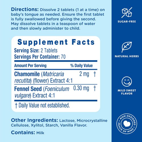 Mommy's Bliss Little Gums Soothing Oral Tablets, Great for Teething Babies, Benzocaine-Free & Sugar-Free, 2 Months+, 1 Bottle (140 Tablets)