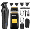 KEMEI Professional Hair Trimmer for Men Cordless, Foil Shaver with Replacement Heads & Nets, Zero Gapped Hair Clippers with T Blade, Electric Head Shavers for Bald Men, KM 2299, KM 1102