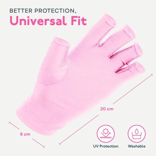 SUNUV UV Gloves for Gel Manicures, Professional UPF 50+ Anti UV Gloves for Gel Nail Lamp, Nail Techs Pink